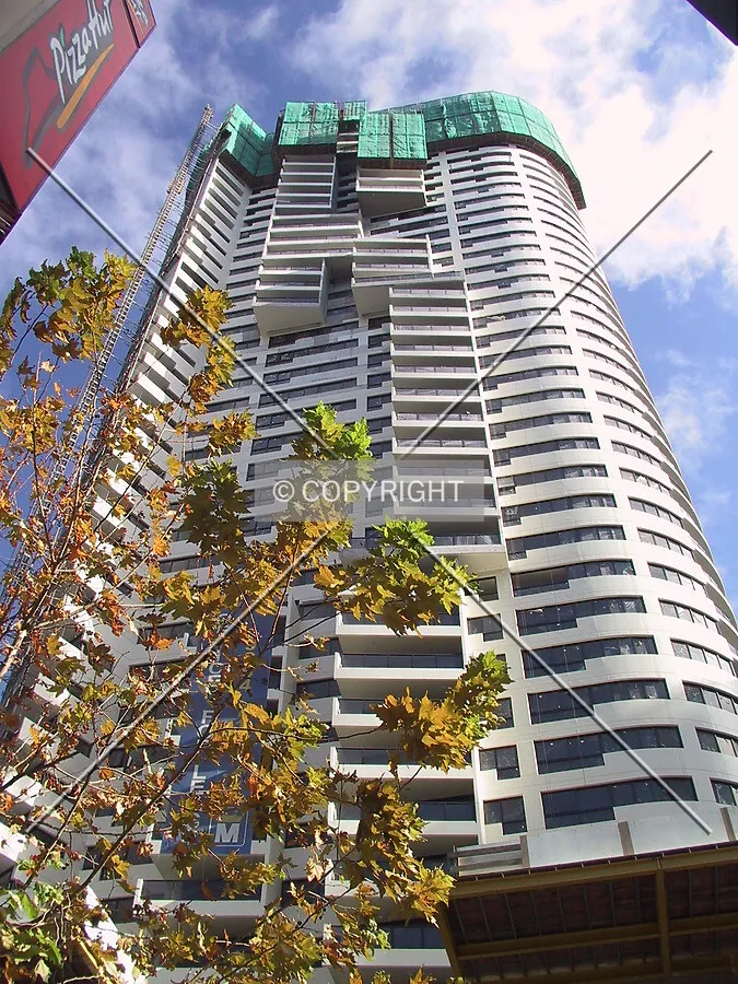 Looking up the east facade