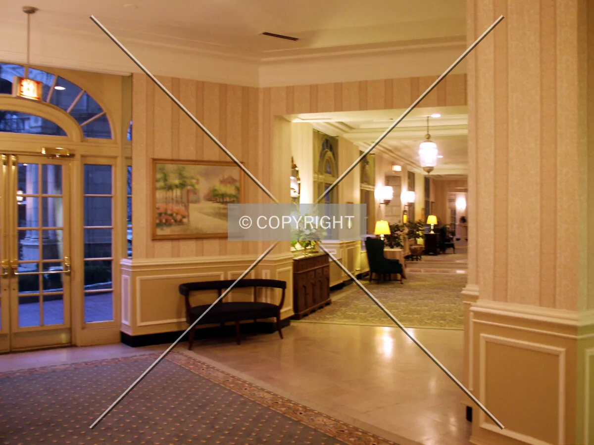 Looking west through the lobby