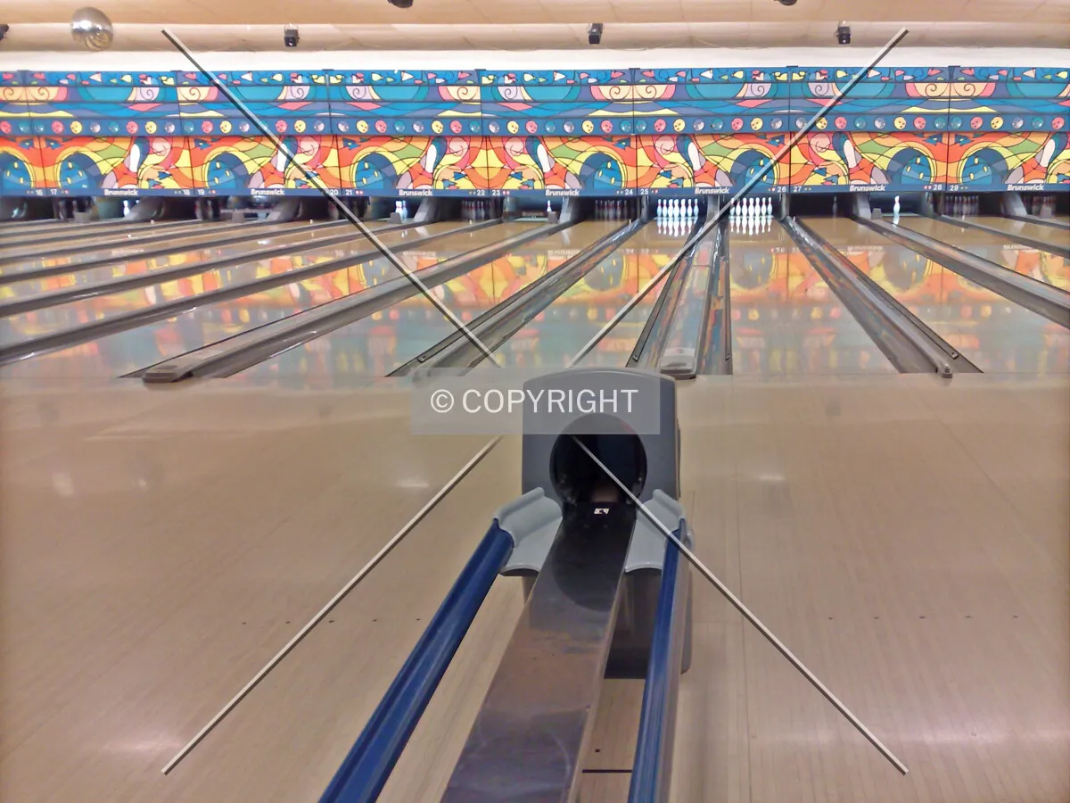 Bowling lanes in a bowling center