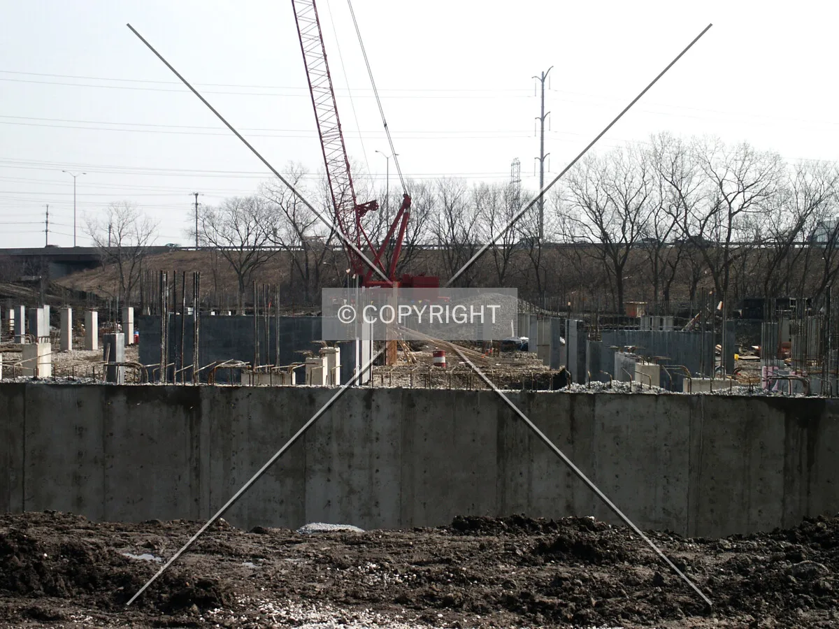 Looking east across the Oak Tower foundations