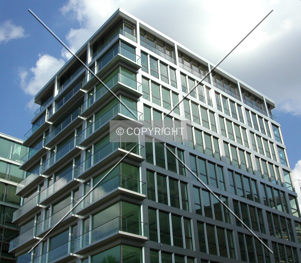 Looking up the building from the north