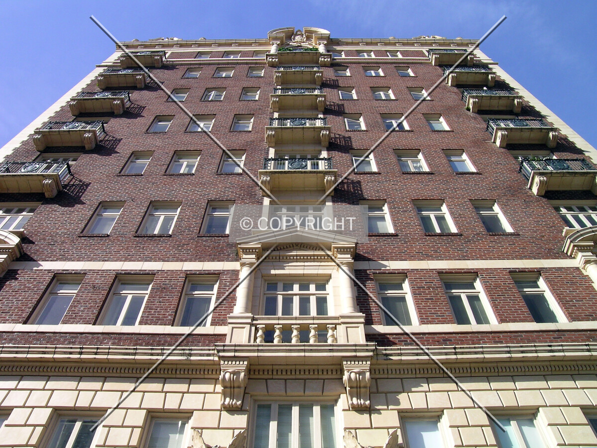 Looking up the eastern facade