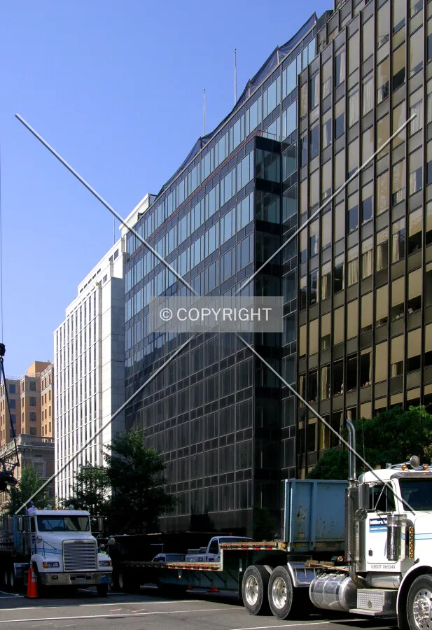 From 17th Street NW to the northeast with the now-demolished Robert V. Fleming Building at left
