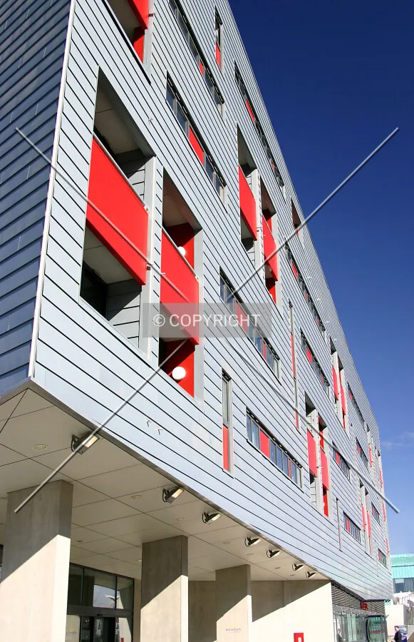 Looking up and along the south façade