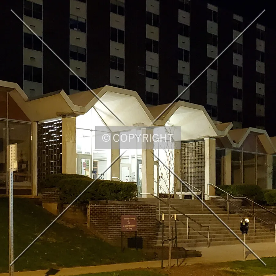 Entrance at night, Sunday, March 29, 2020