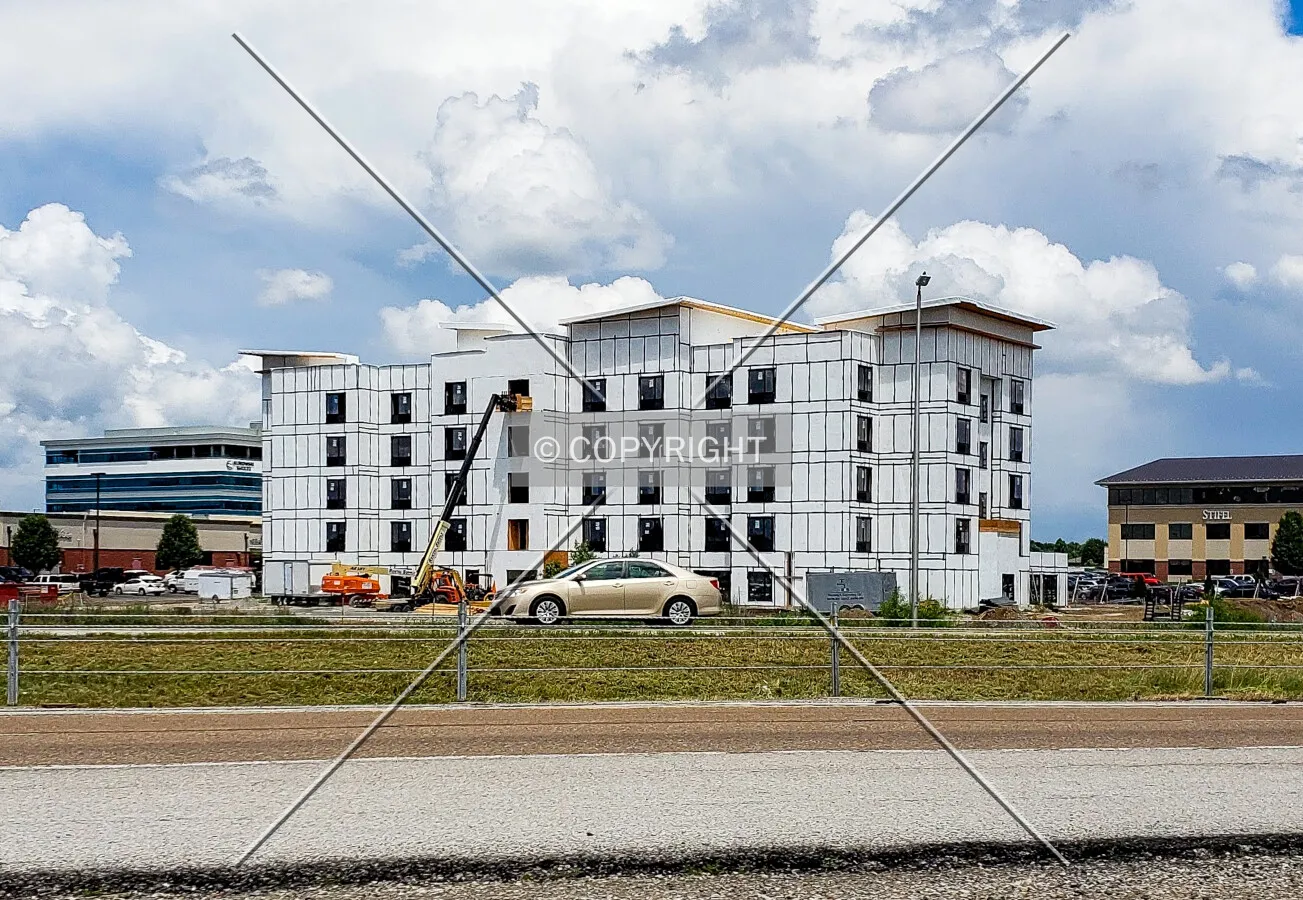 From the southwest during construction; June 21. 2018