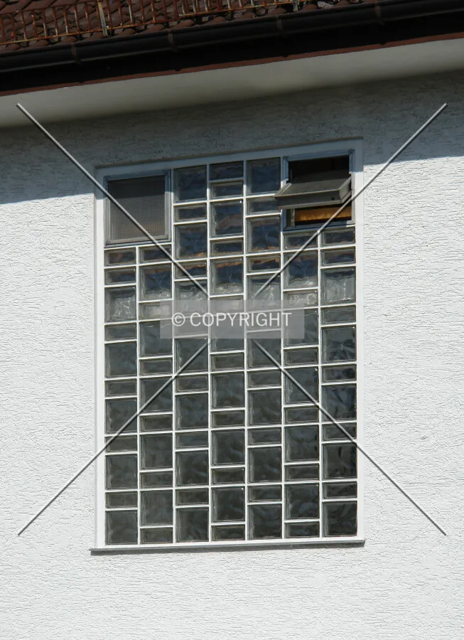 A window with glass stones
