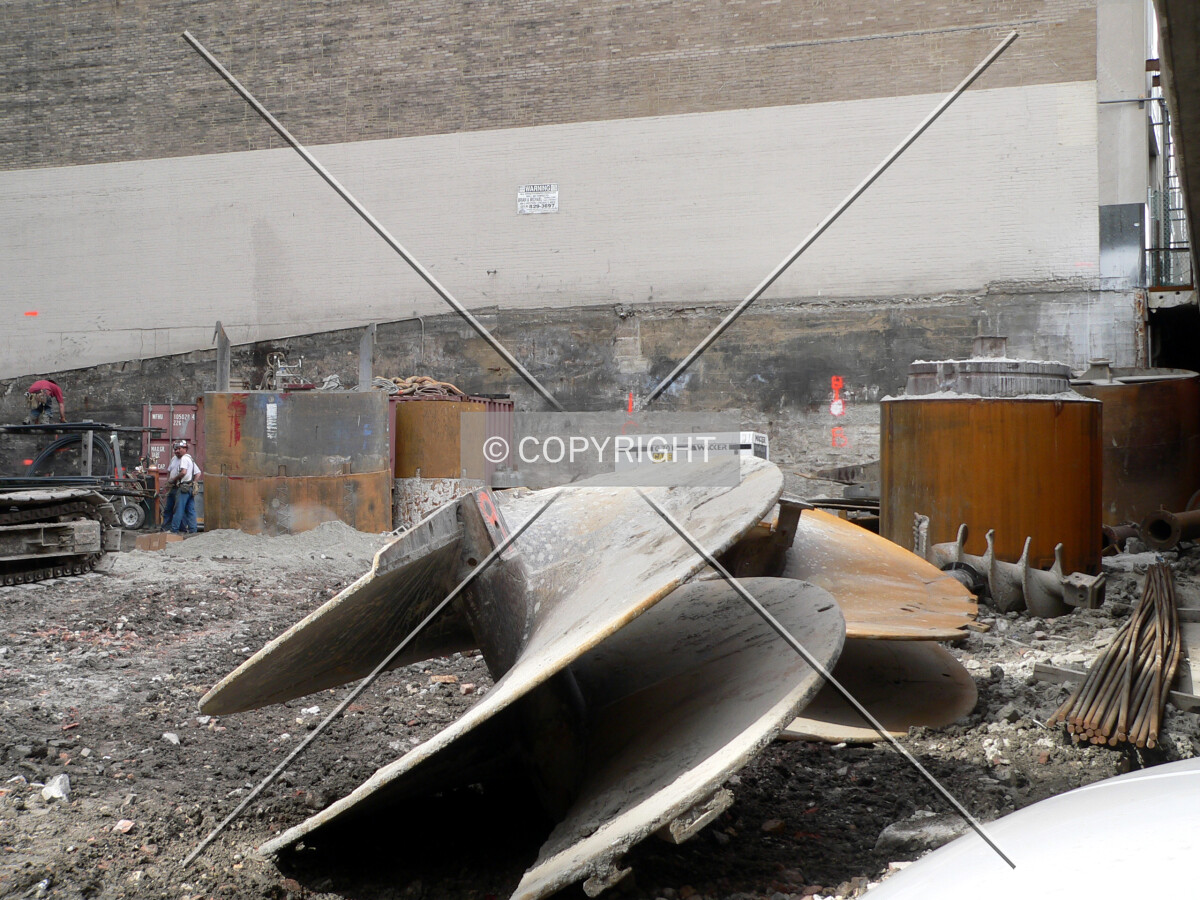 Drilling bits in the northwest corner of the site
