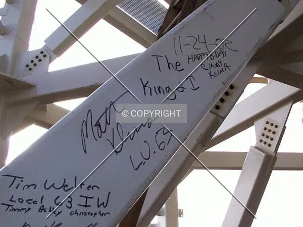 Signatures on the side of a beam