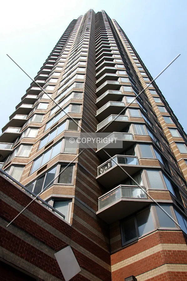 Looking up the southeast corner