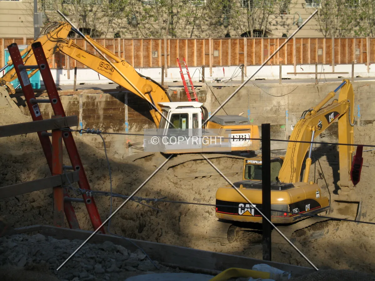 Idle shovels at the end of a long day of digging