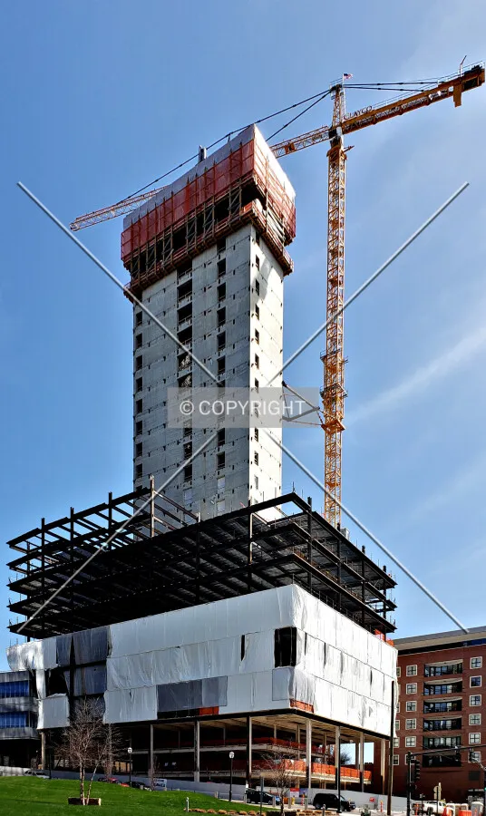 View from the southwest during construction; April 7, 2018