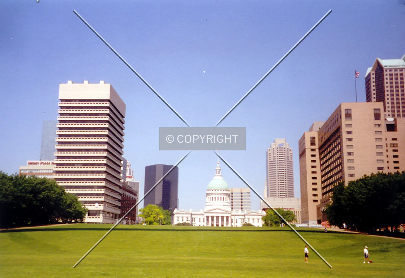 Looking west into downtown from beneath the Gateway Arch