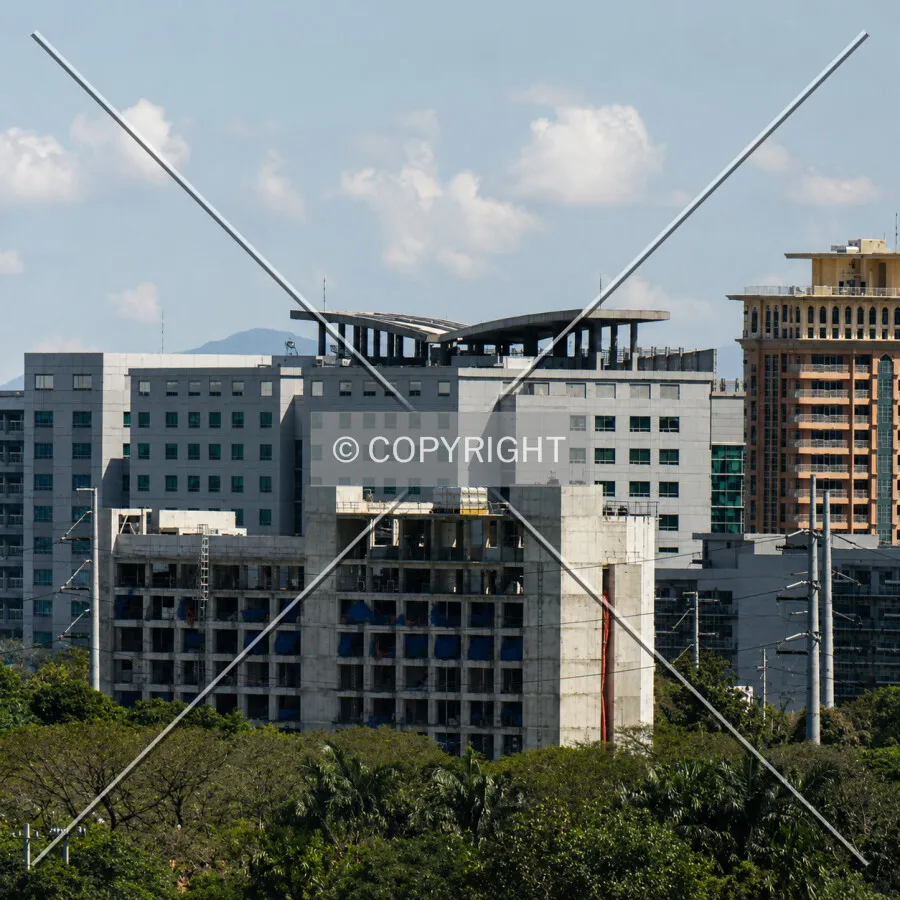 Distant view of the upper floors from the northwest, Thursday, February 22, 2018