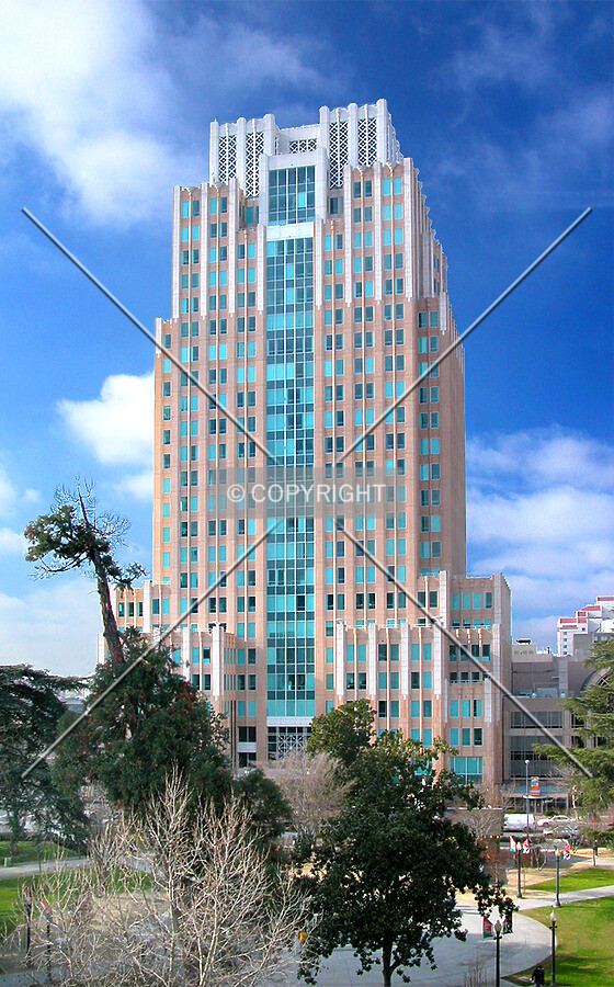 The east side with Cesar Chavez park in foreground