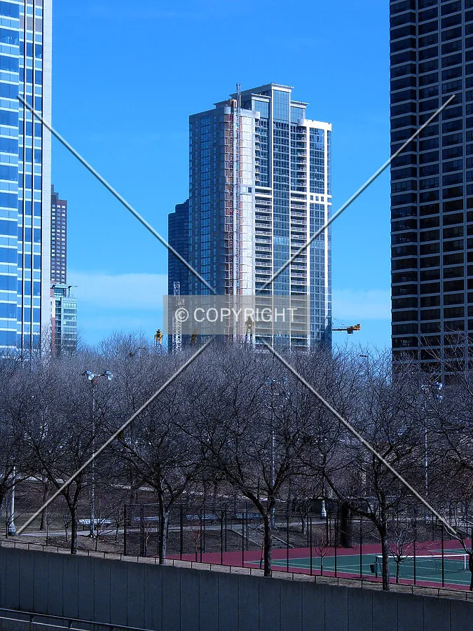 Building elevation as seen from the BP Bridge in Millennium Park