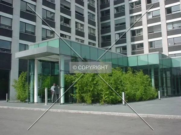 The side entrance seen from the car park