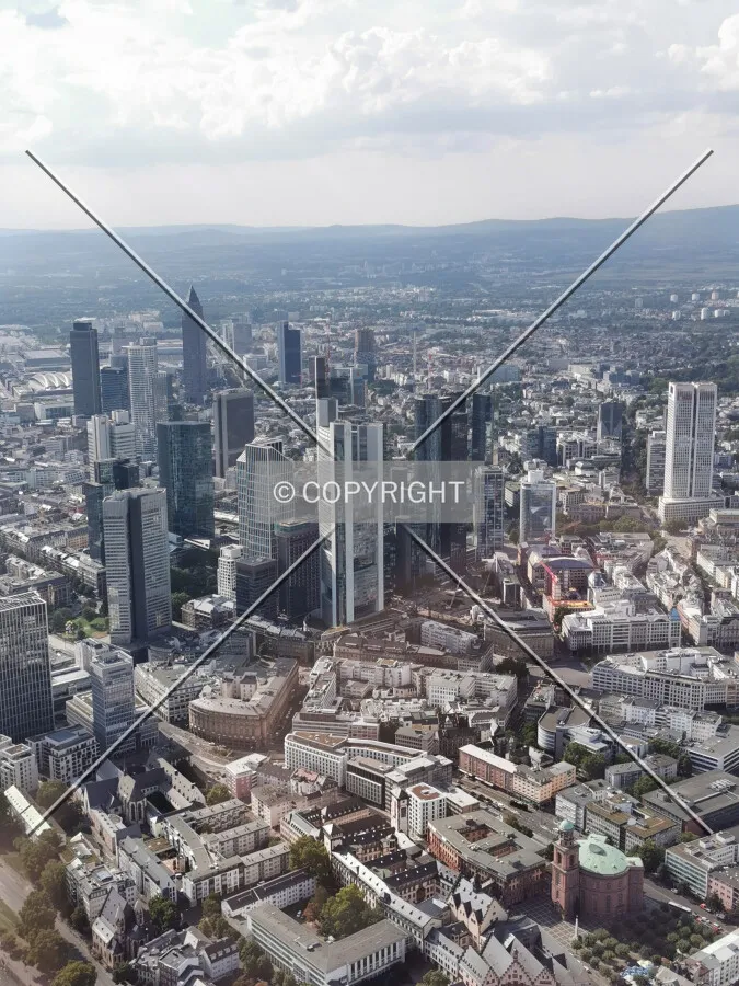 Flight with a helicopter over Frankfurt