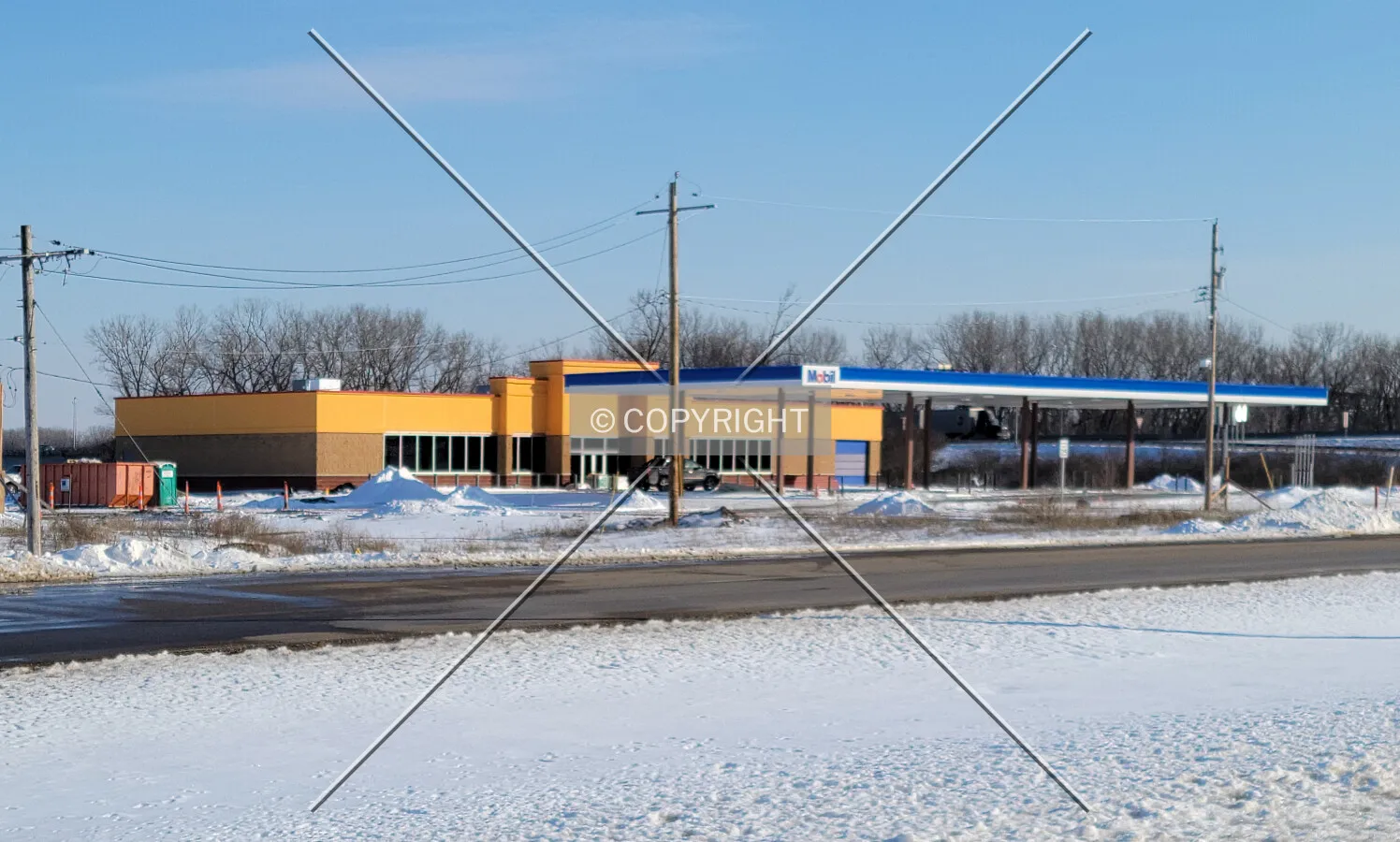 From the northwest during construction; February 19, 2021