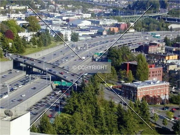 Interstate 5 passing through downtown Seattle at Yesler Way