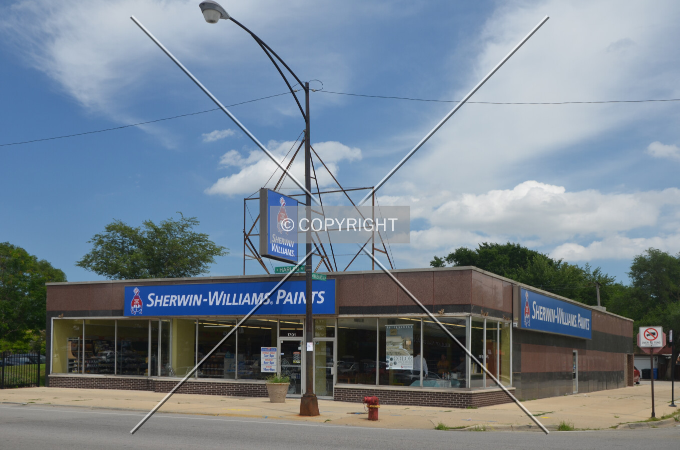 Viewed from across North Harlem Avenue at the intersection of West Wabansia Avenue; July 23, 2013.