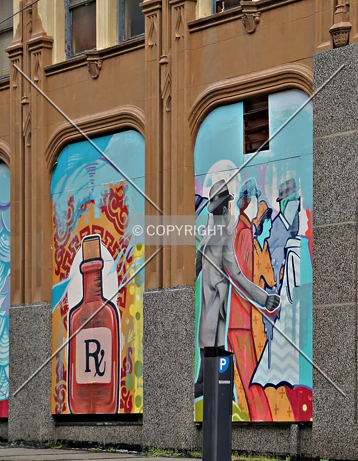 Murals on the south facade; March 18, 2020