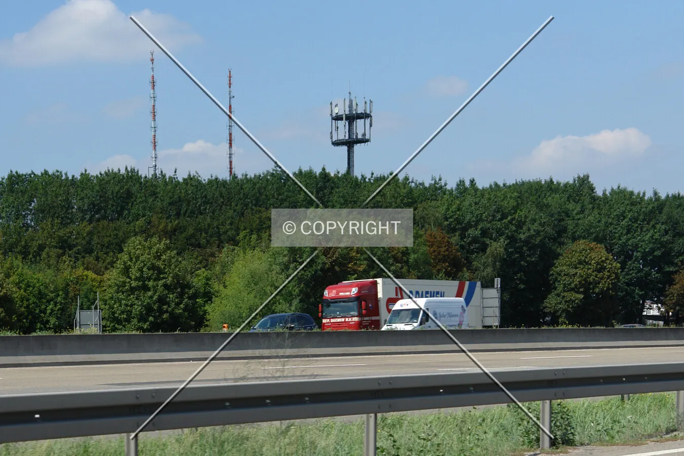 The transmission tower as seen from opposite A5 side
