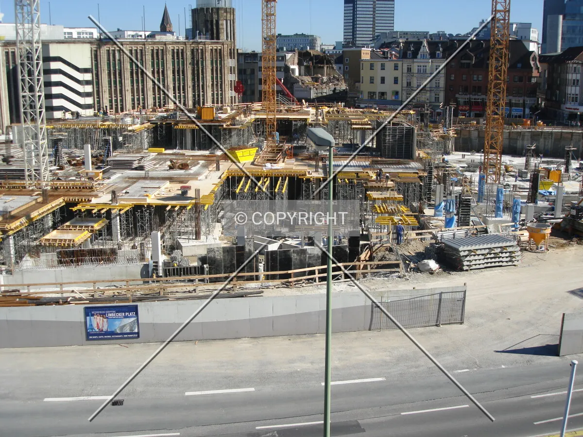 Center of the construction site from a nearby car park