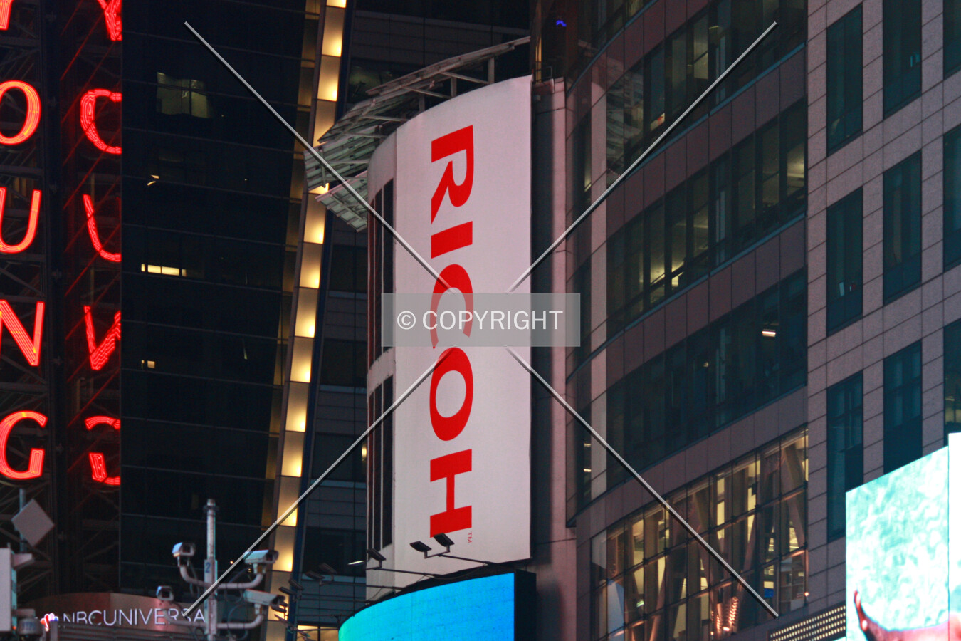 East facade at night; April 26, 2014
