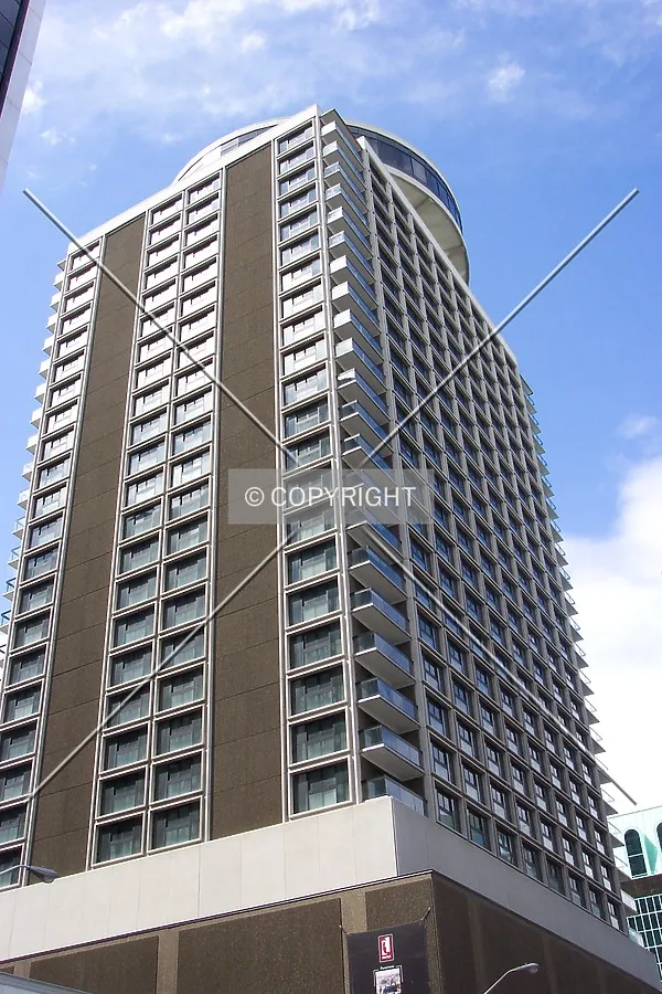 View of the south and east facades, as seen from Kent and Queen Streets