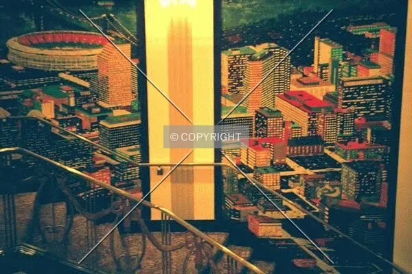 Skyline mural on the staircase