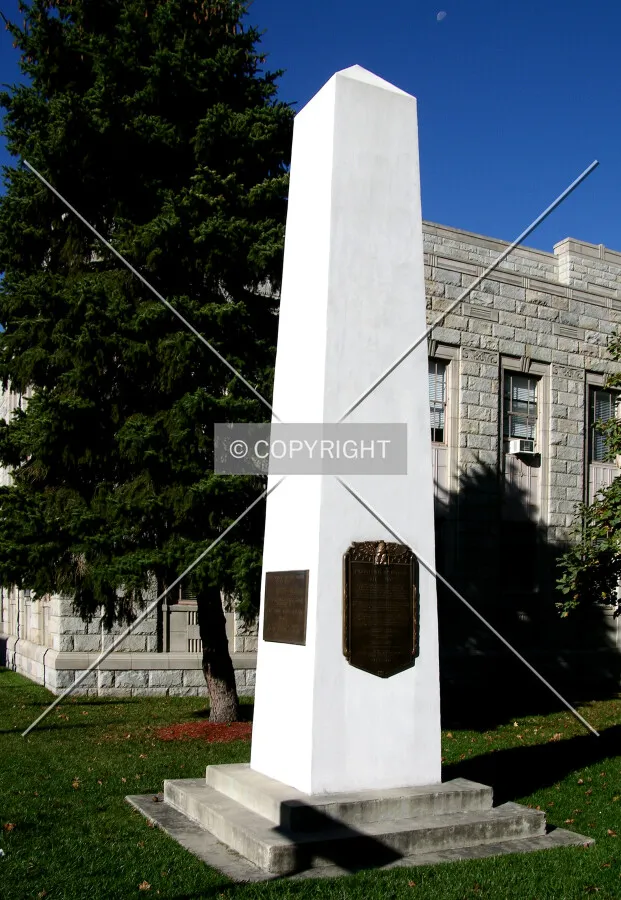 Obelisk dedicated to the city's founder Alfred Beckley on the southeast grounds