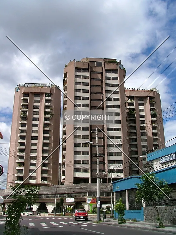 Complete view of the structure with two towers of the complex in the back