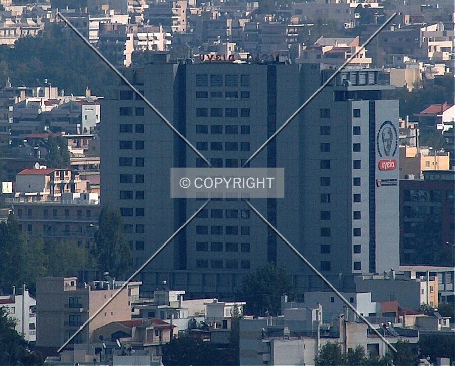 Distant view of the rear side of the building taken from the Tourkovounia hill