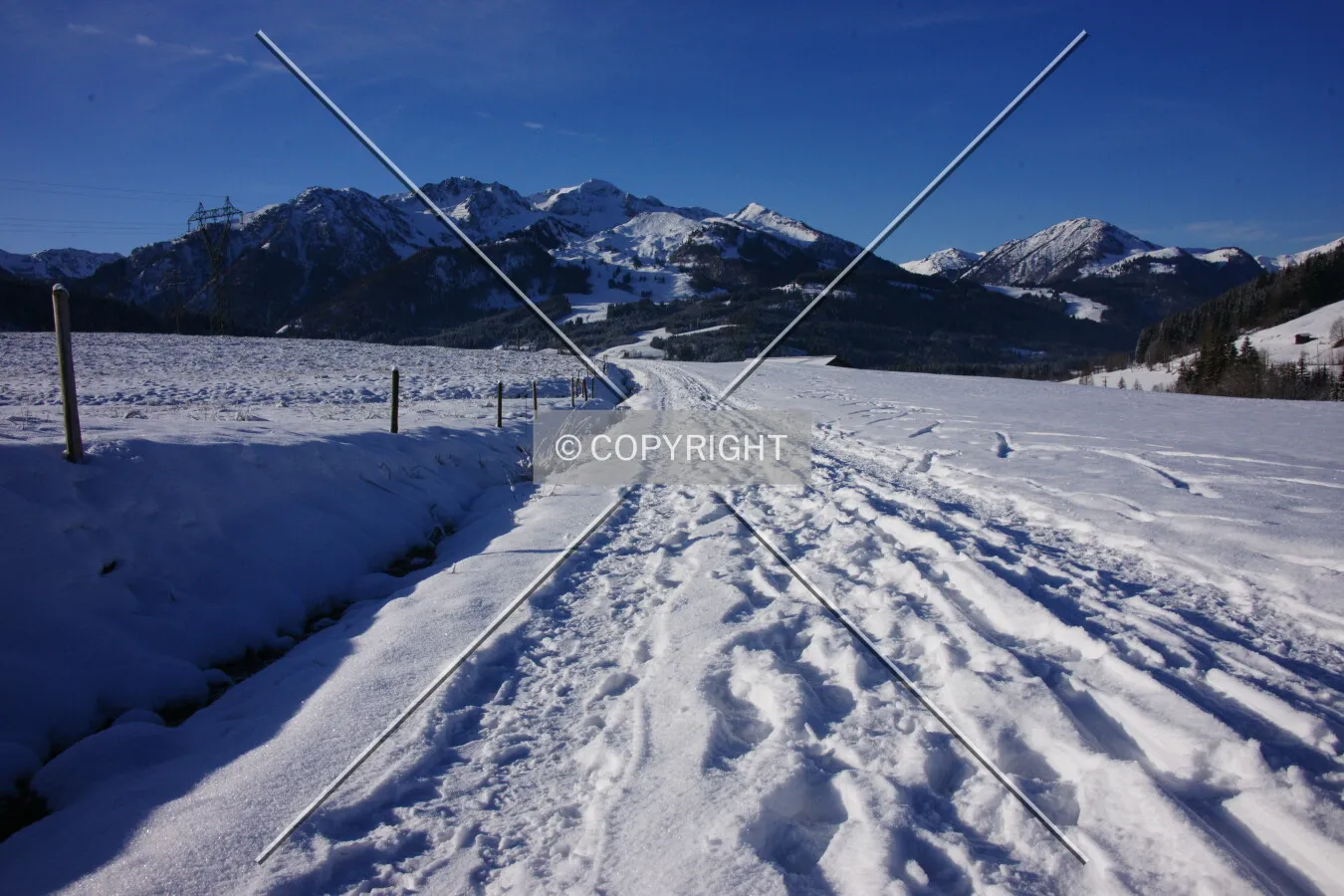 A snow-covered landscape in the austrian Alps