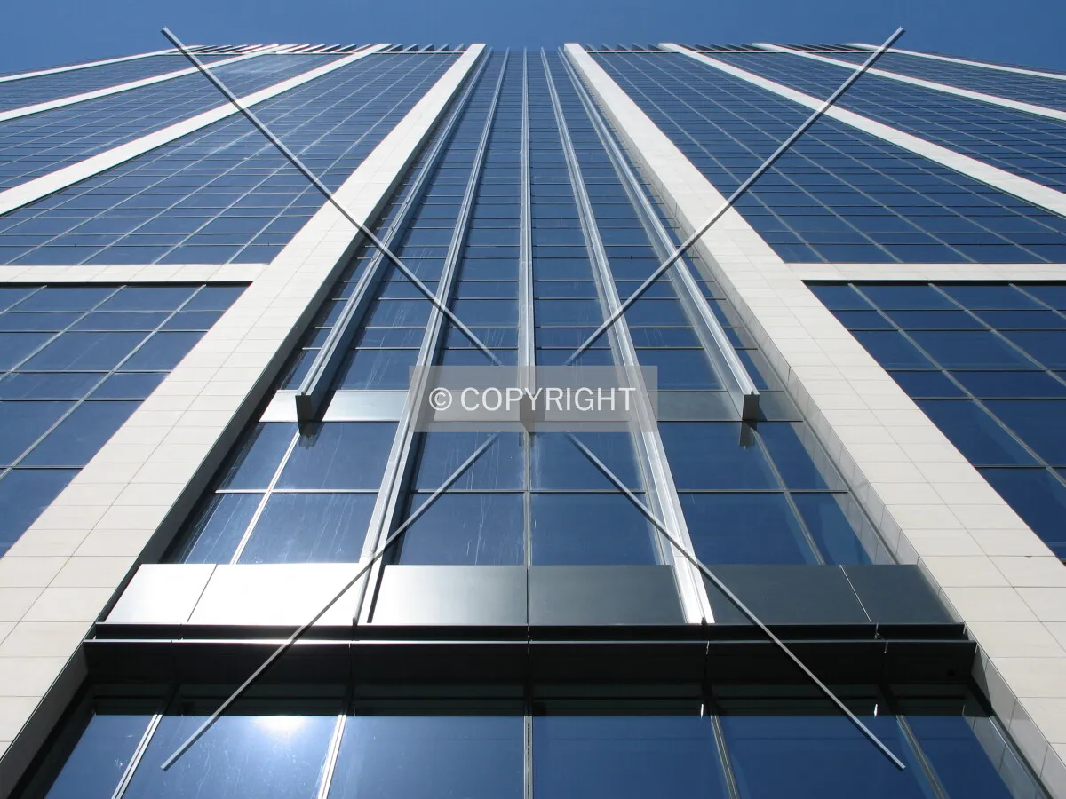 Looking up the southwestern facade