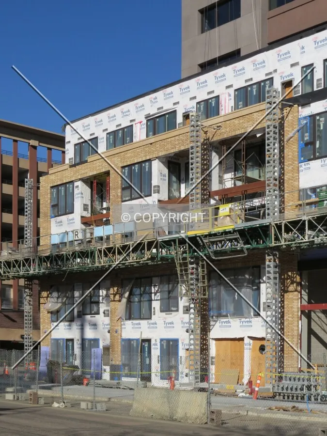 Brick installation from across 4th Street South