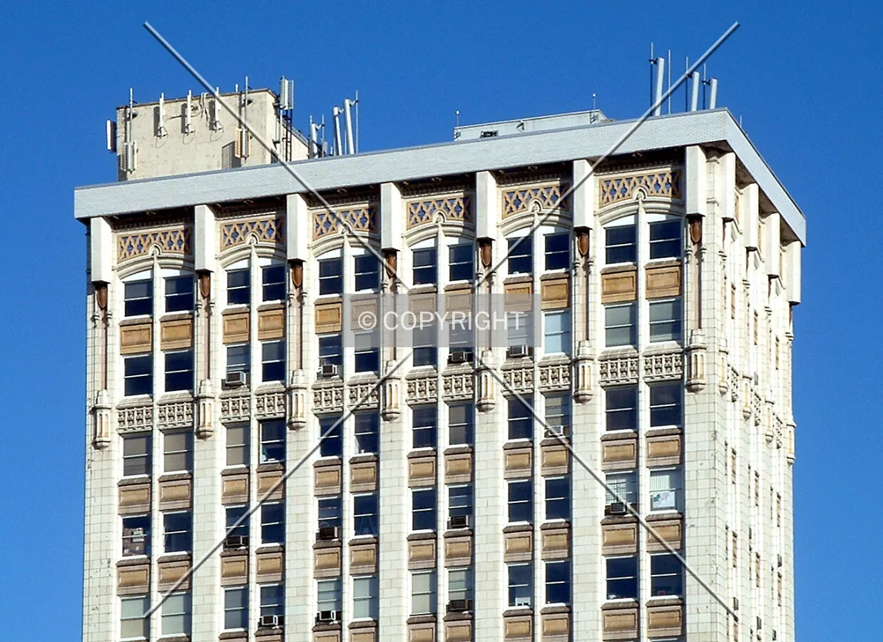 Building crown from the west