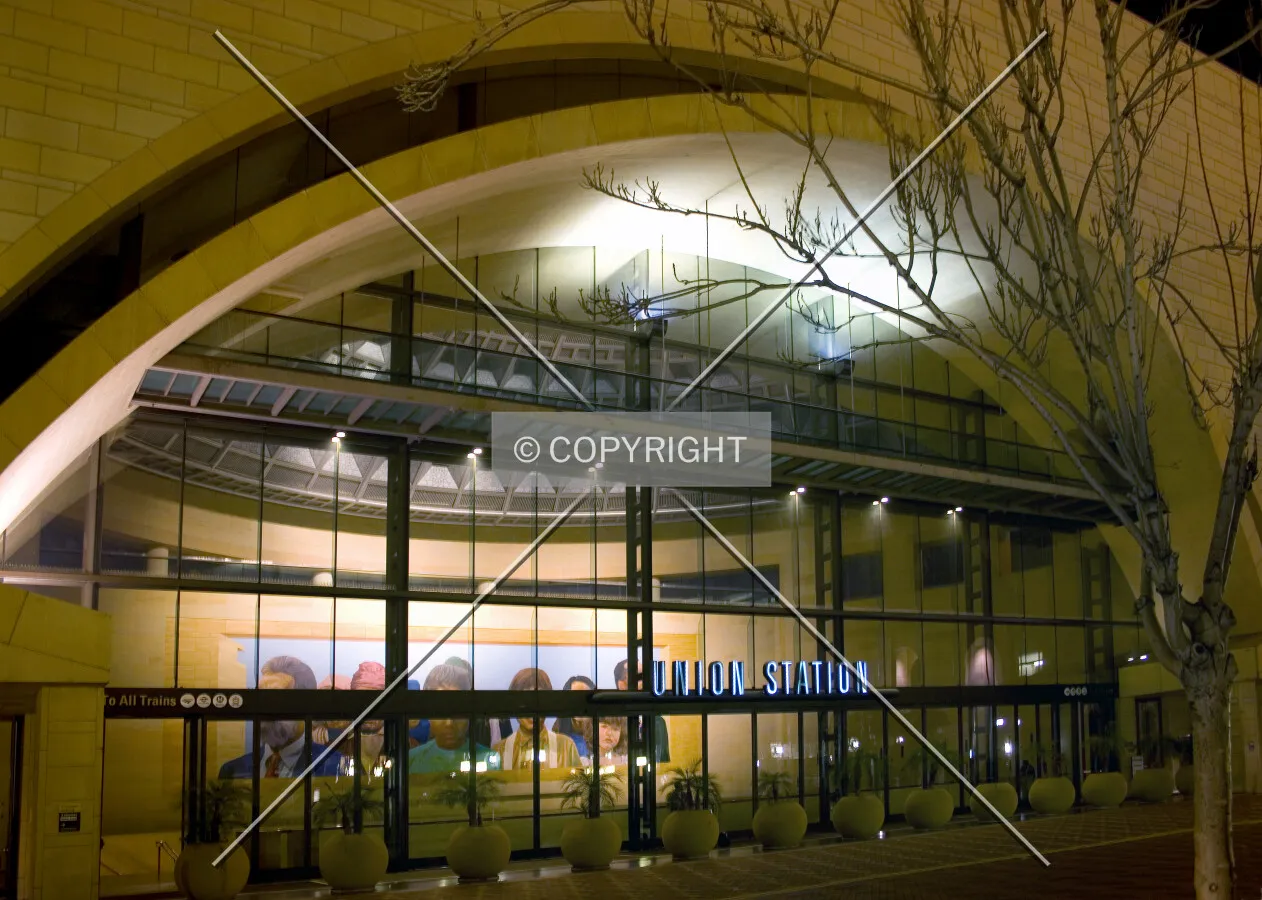 Night view of the east entrance