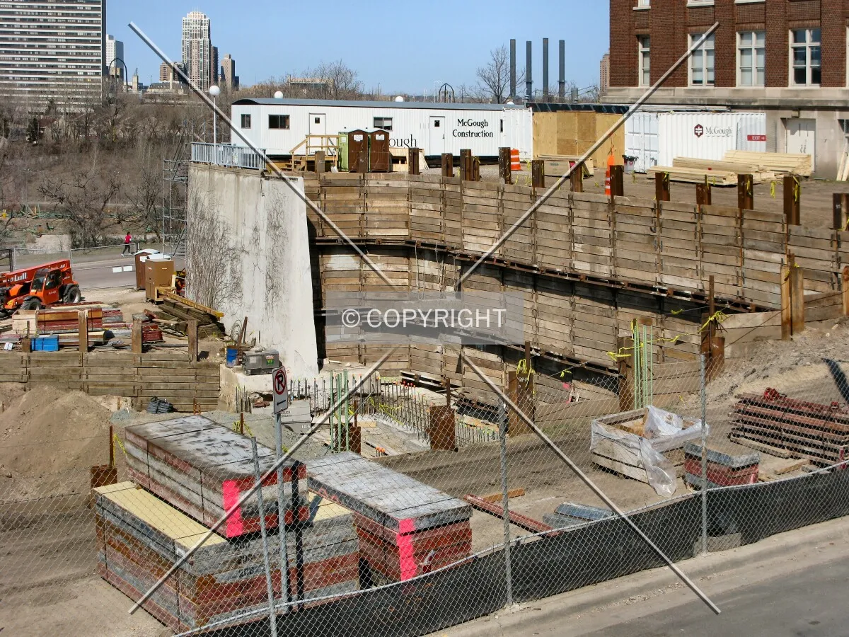 North end of the site, with 3 levels of shoring