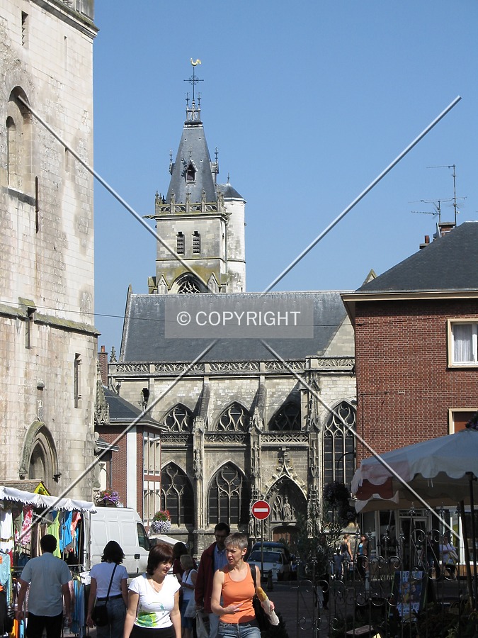 View from Place au Fil, with the belfry on the left