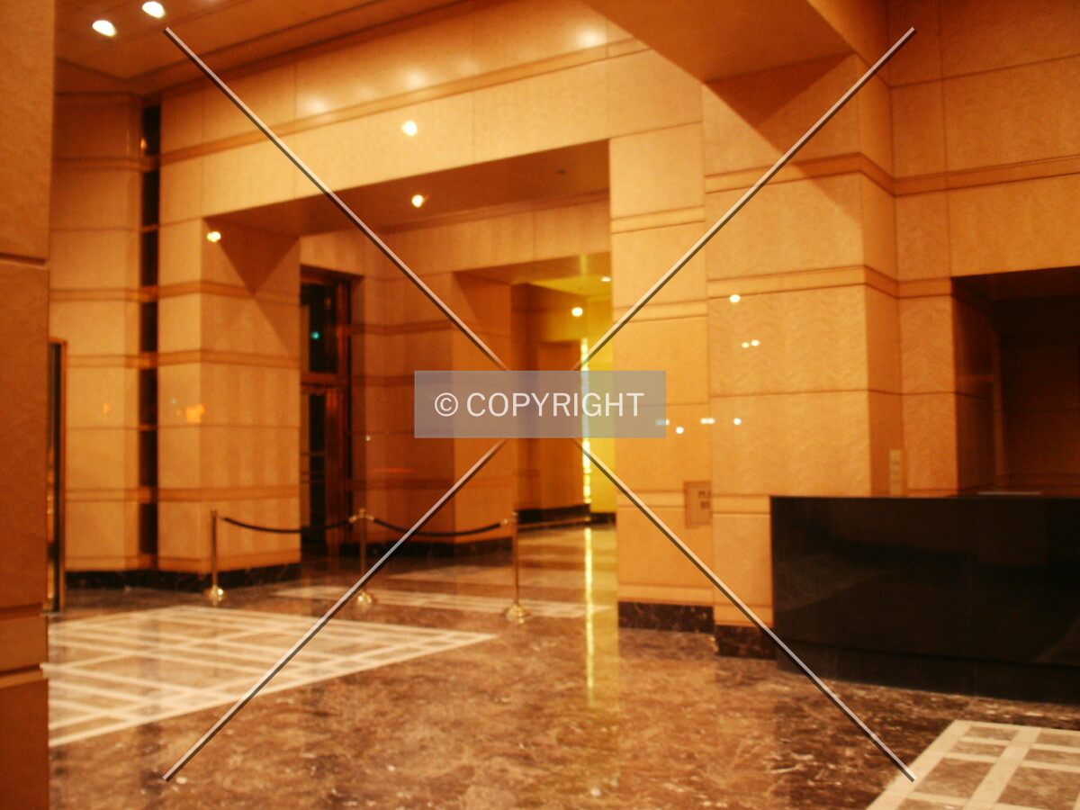 Inside the foyer, looking southwest to the lobby gateway