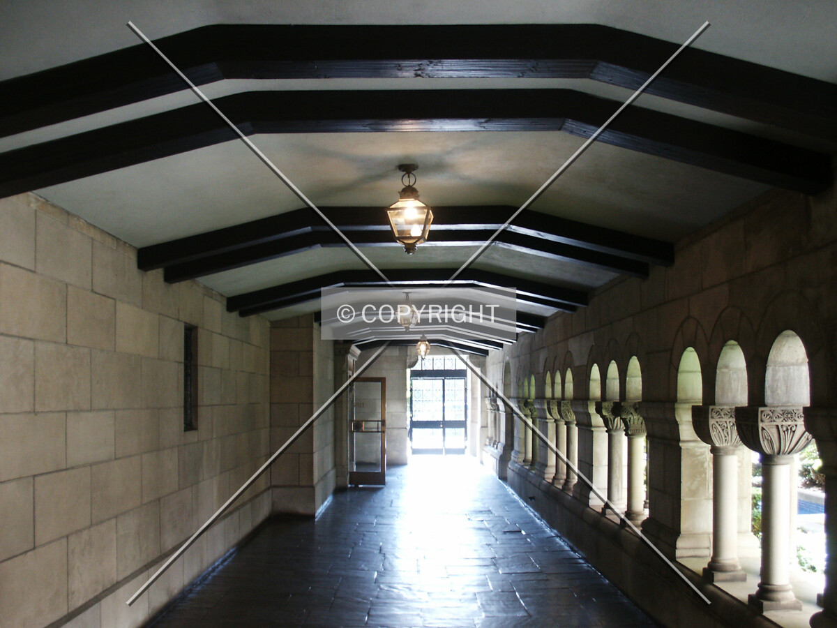 Looking west through the arcade