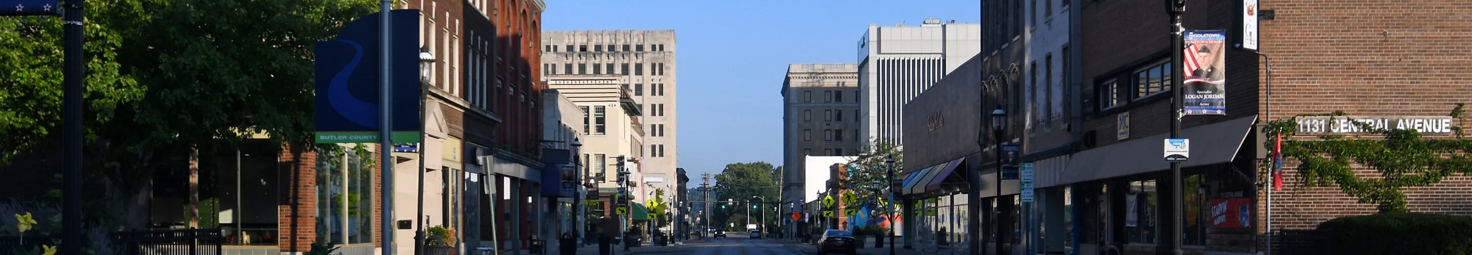 View from the southeast along Central Avenue
