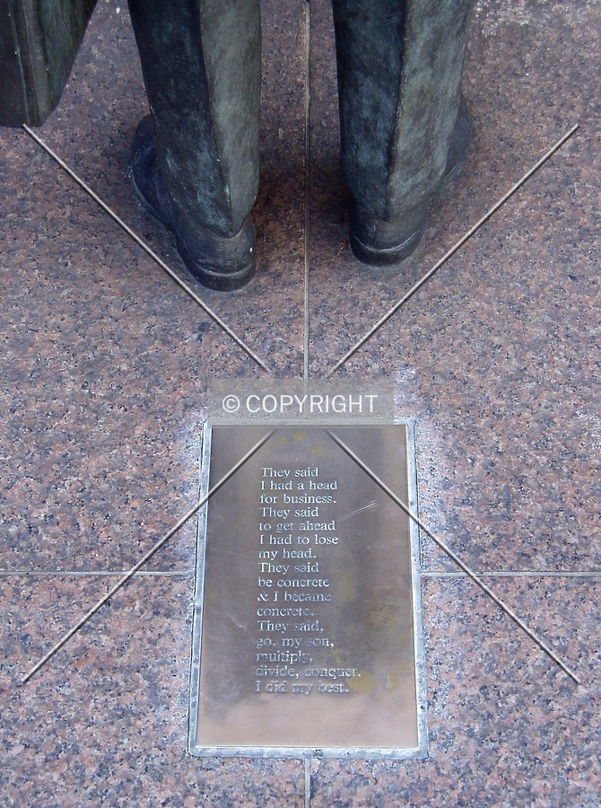 The dejected statue leaves only this message at his feet