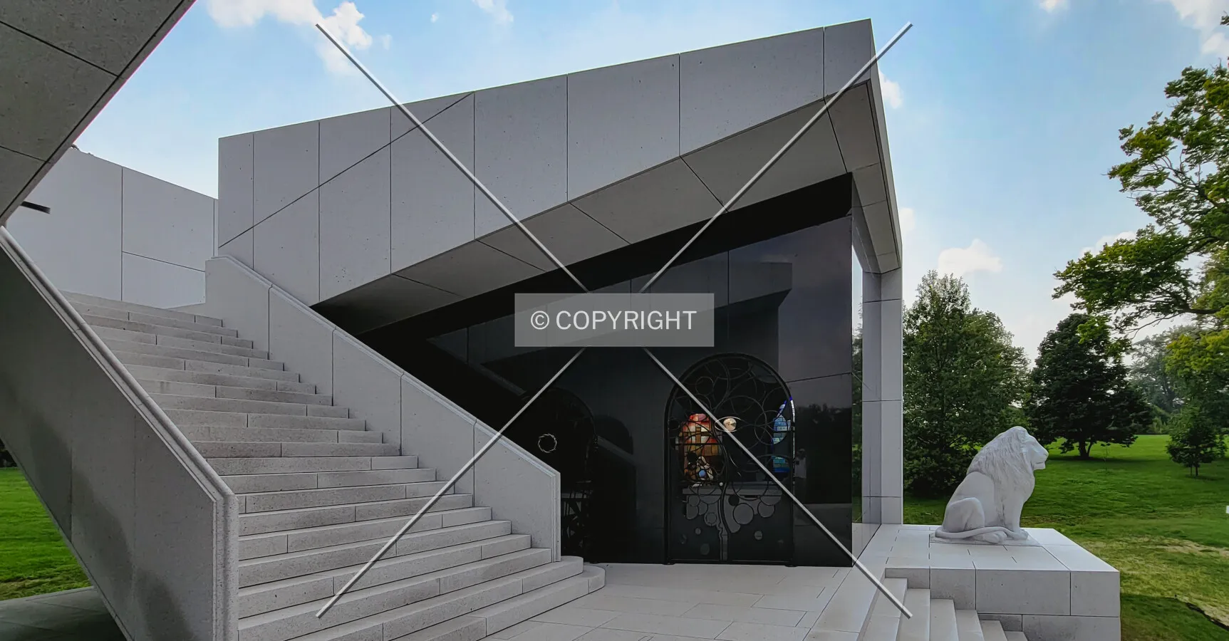 View towards the entrance doors; August 1, 2021