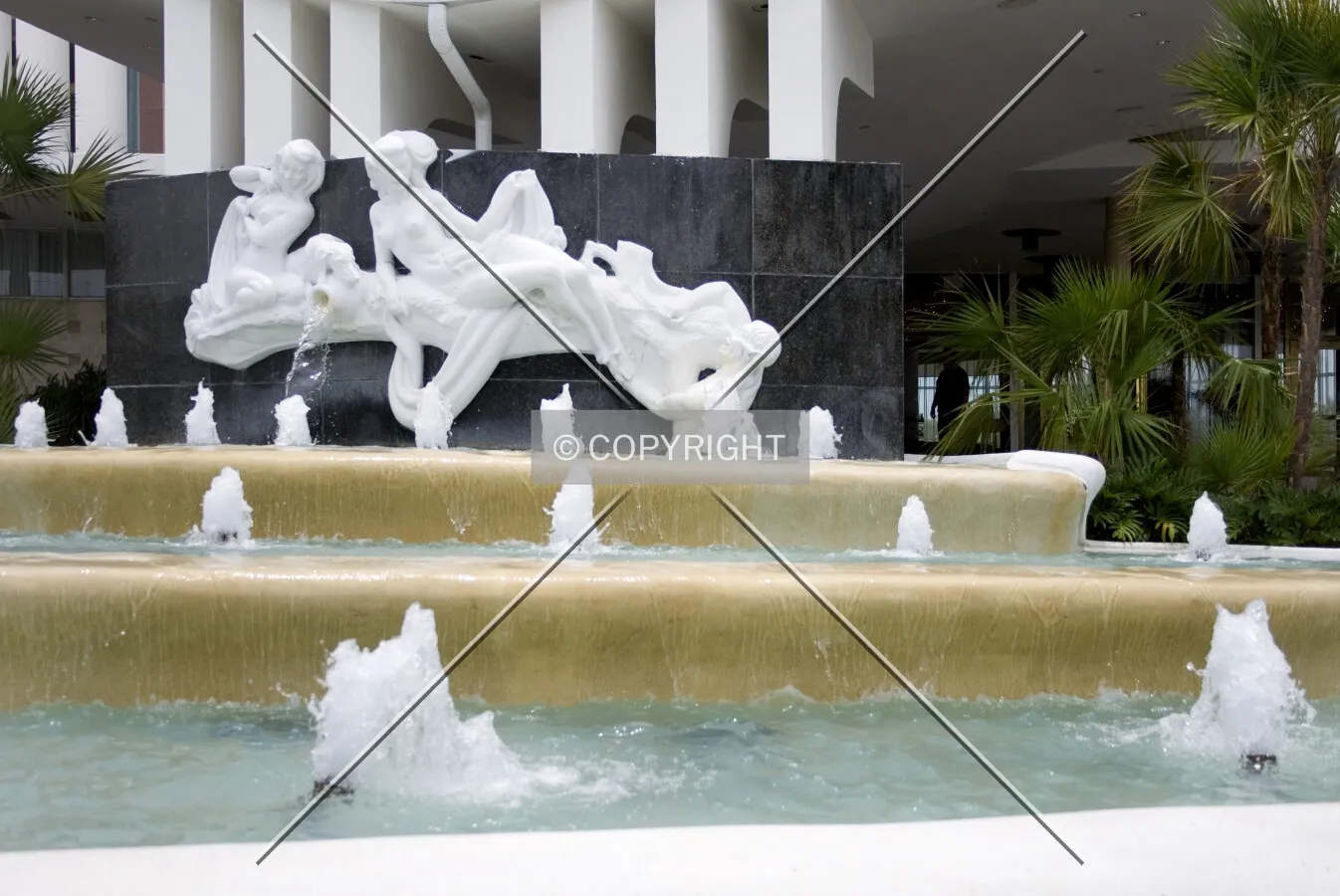 Decorative fountain on west side