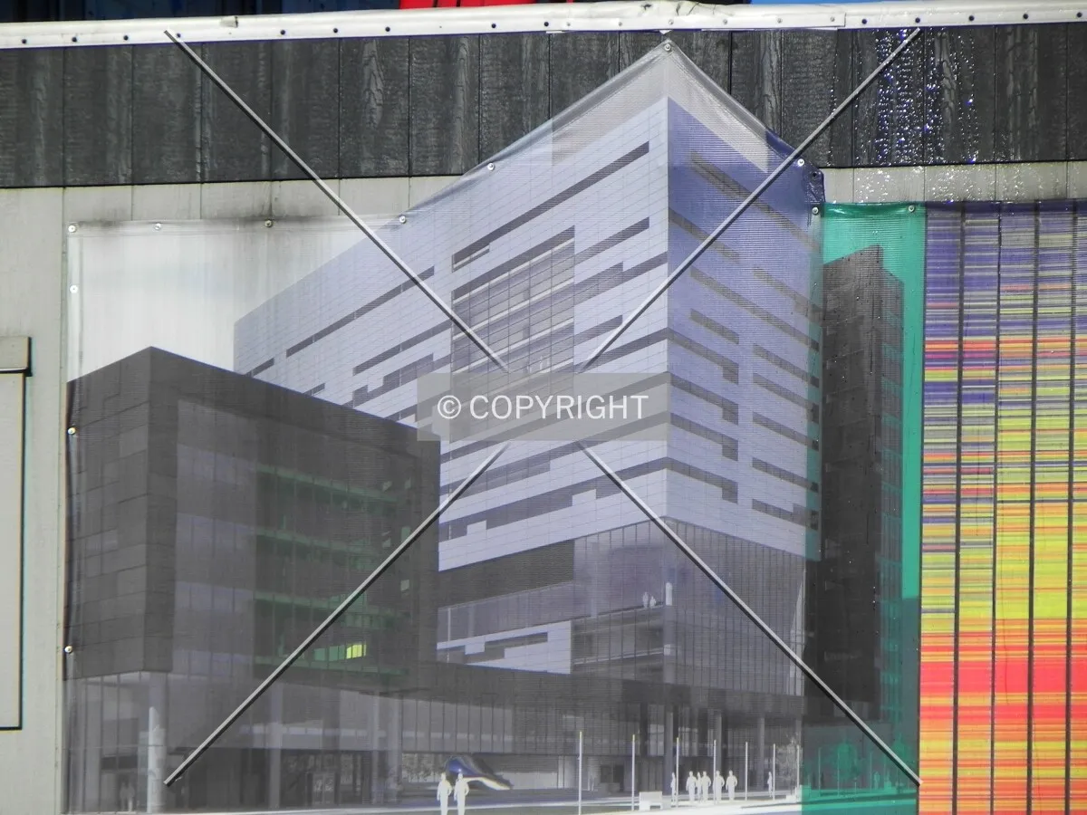 Rendering displayed at the construction site.