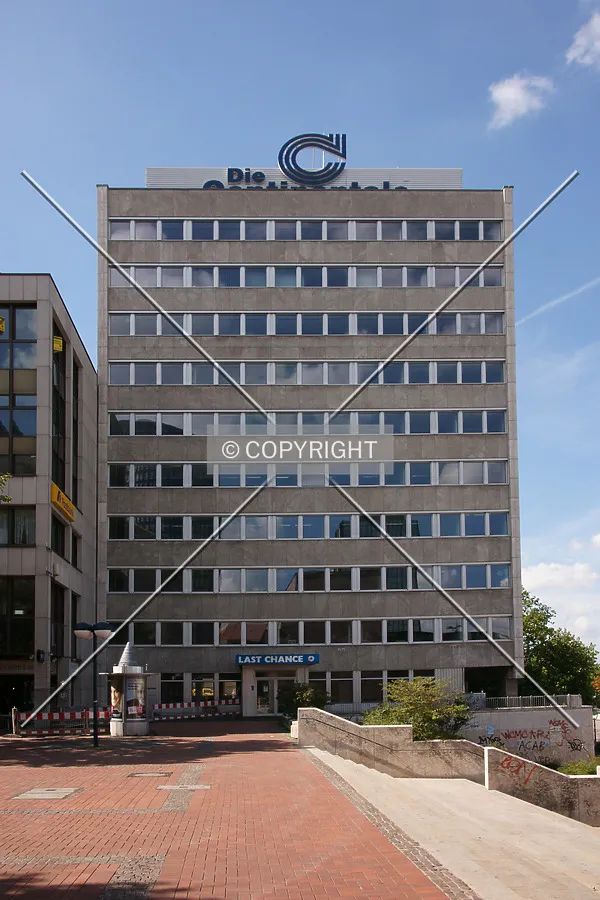 The Continentale building with an elevated entrance