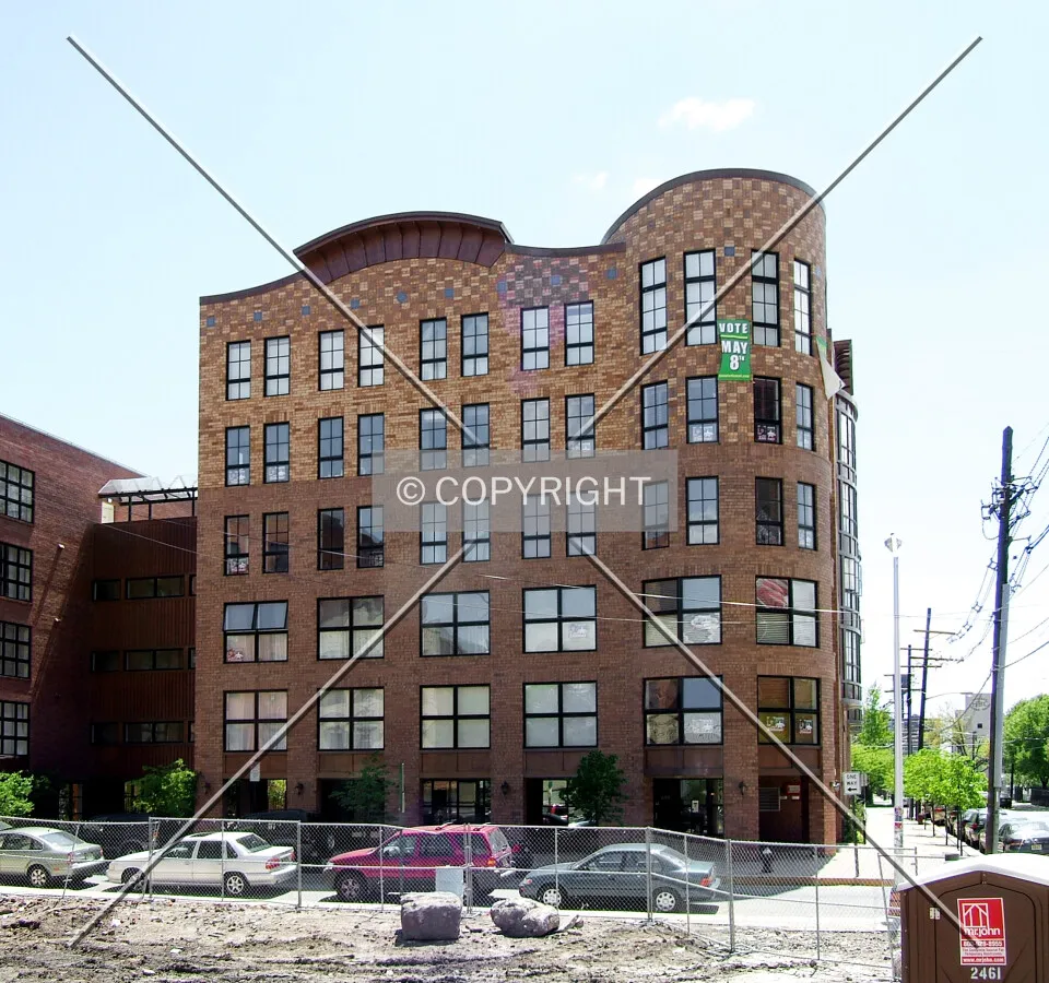 View from the north across 1st Street